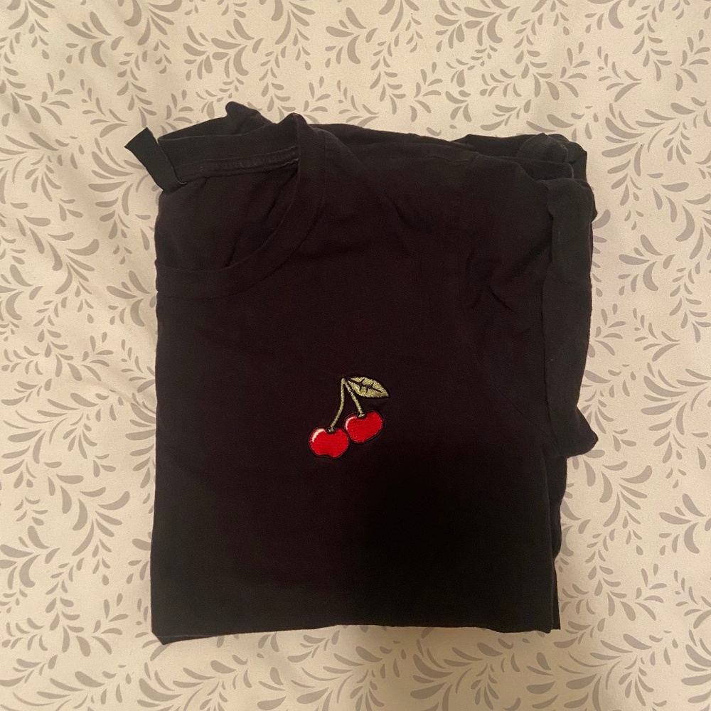 Black T-shirt with Cherry Design